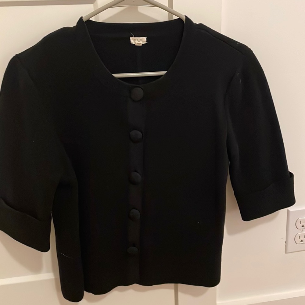 Slightly cropped black button up cardigan